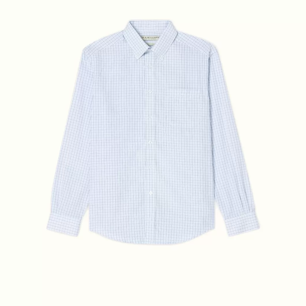 R.M. Williams Milton Shirt White Navy Blue Discount